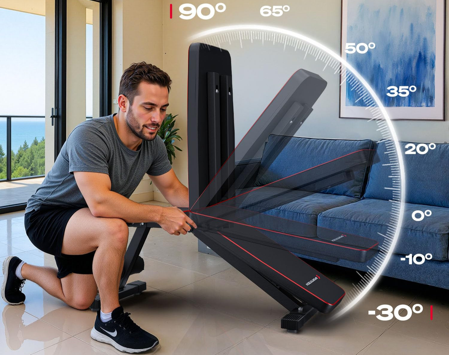 Sportstech BRT250 Hantelbank klappbar & verstellbar – Multifunktionale Fitnessbank für zuhause, 7 in 1 Schrägbank & Trainingsbank für Ganzkörpertraining, kompakt faltbar, bis 300 kg belastbar